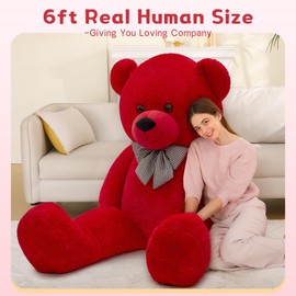 MaoGoLan Big Teddy Bear 6 Feet,Life Size Big Bear Plush Stuffed Animal,Adorable and Soft Red Teddy Bear Gift for Christmas,Valentines,Birthday,or Long Distance