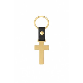 Harts Christian Cross Keyring with Leather PU Insert, 54mm x 30mm, Gold and Silver, 10cm Total Length (Gold)