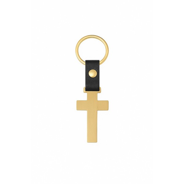 Harts Christian Cross Keyring with Leather PU Insert, 54mm x