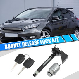 X AUTOHAUX 1 Set Bonnet Release Lock Kit with Latch and 2 Keys No.1355231 for Ford Focus MK2 2004-2012