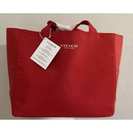 COACH Fragrance HOLIDAY RED SHIMMER w/GOLD Logo TOTE Weekend SHOPPING Bag *LINED