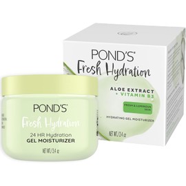 POND'S Gel hidratante facial con extracto de aloe y vitamina B3 para una piel fresca y luminosa, 3,4 oz