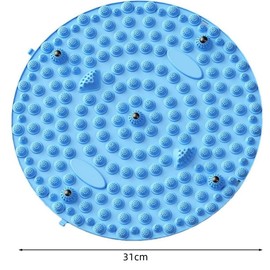 フットマッサージマット 足圧ポイントマッサージマット 31cm 疲労軽減 家庭用 円形 指圧板 マット (ブルー)