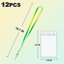 Lanyards for Kids, 12 Set Name Tag with ID Holder Cruise Lanyard for Ship Cards Colorful Cute Badge Lanyards19.7 with Swivel Hook Teacher Lanyards School Office Supplies