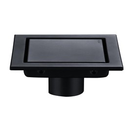 RANDOM Black Shower Drain Square with Removable Tile Insert 6 Inch Drain Cover and Hair Strainer,SUS 304 Stainless Steel Matte Black Shower Floor Drain