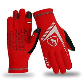 FDX Full Finger Winter Cycling Gloves, Breathable, Water Resistant, Windproof, Touchscreen, Anti-Slip Silicon Printing - Thermal, Warm Men Women, Racing, MTB, Running, Riding, Hiking Yellow-L