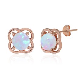 Meissa Opal Earrings Studs for Women Sterling Silver Post Earrings Womens Birthstone Jewelry Hypoallergenic Small Studs, Rose Gold