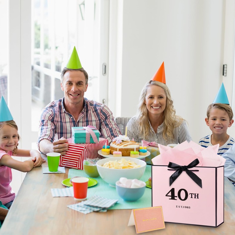 40th Birthday Gift Bag 12.6× 4.3× 10.6 Inches Large Birthday