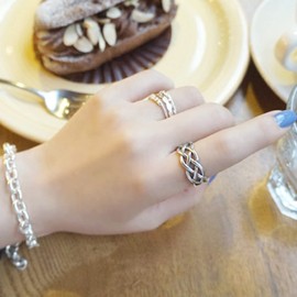 CANDYFANCY Celtic Knot Ring 925 Sterling Silver Open Middle Finger Knuckle Thumb Rings for Women Adjustable Size(Four line Twist)