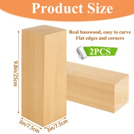 Acrux7 2 Pack Basswood Carving Blocks 10 x 3 x 3 Inch Unfinished Bass Wood Block for Carving, Whittling, DIY Crafts, Beginner and Experts, Easy to Carve