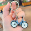 1 Piece Blue Keychain,Cute Road Bike Keychain,Stainless Steel Bicycle Keychain,Car