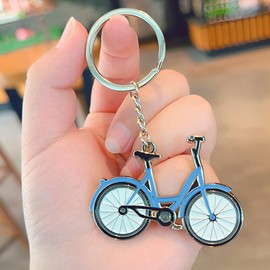 1 Piece Blue Keychain,Cute Road Bike Keychain,Stainless Steel Bicycle Keychain,Car Keychain,Accessories Pendant for Women and Girls,Bike