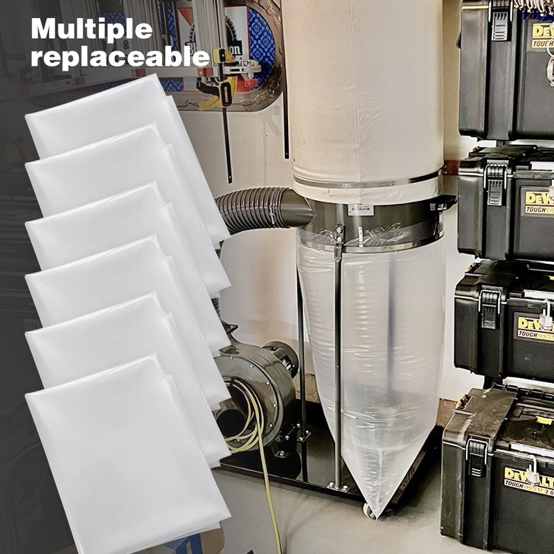 55 Gallon Dust Collector Bags 6pcs one-sided 3.5 mil 31"x40"(width