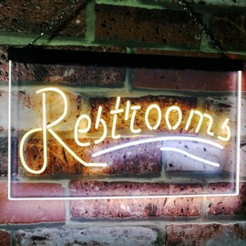Restroom Classic Display Café Restaurant Dual Color LED Neon Sign White & Yellow 12" x 8.5" st6s32-i3034-wy