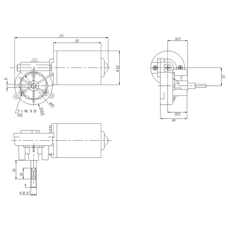 BEMONOC Garage Door Motor 30 Watts 24V DC Right Angle