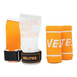 Velites I Quad Pro Orange I Professional Grips for Cross Training or Gymnastics I Suitable for Any Surface I Use with Magnesium I Include Fabric Wristbands to Gift Match.