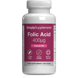 Folic Acid 400µg (Vitamin B9) | Supports Maternal Folate Status | Suitable for Vegans & Vegetarians | 360 Tablets = 12 Months' Supply | Pregnancy Care | Manufactured in The UK