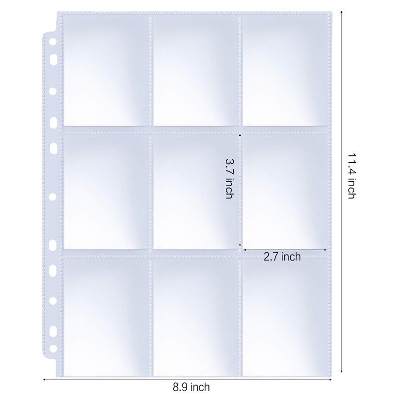 HERKKA Trading Card Sleeve Pages, 100 Pack 9 Pocket Album