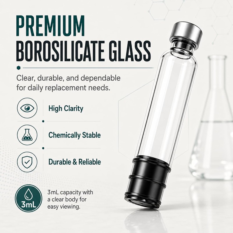 3ml Pen Cartridge,Sterile Glass Cartridges for V1-V2 Personal Pens