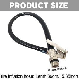 1 x Flexible Air Hose with Clip for Bicycles and Motorcycles - Tyre Inflation Adapter and Valve Extension - Suitable for All Tyres with Standard Valves - Rubber Air Hose with Clip