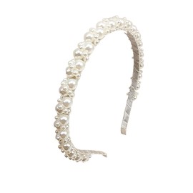 LOHGOU Pearl Headband Hair Accessories Hair Ornaments Wedding Bridal Wedding Party Girls Birthday Photo Photography Hair Ornaments (White)