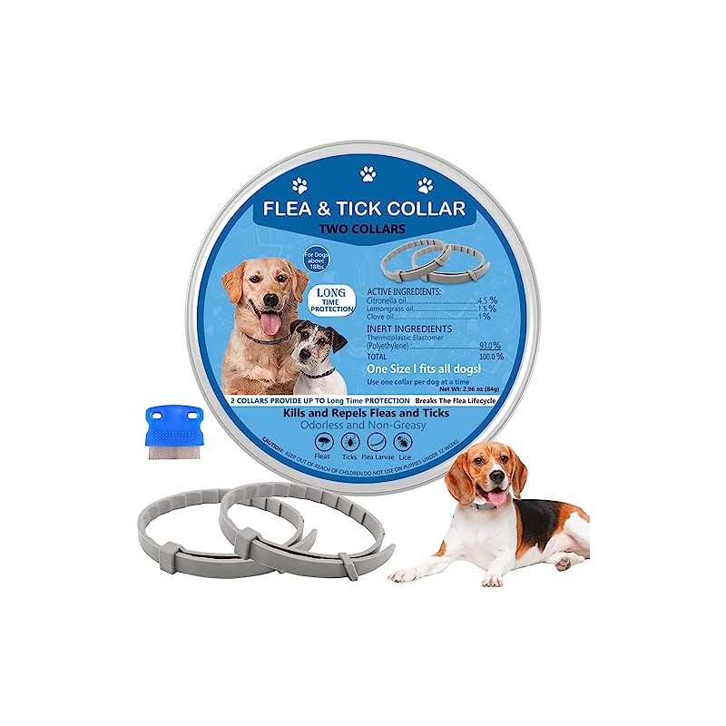 Flea Collar for Dogs, 2 Pack Collar for Dogs, 12
