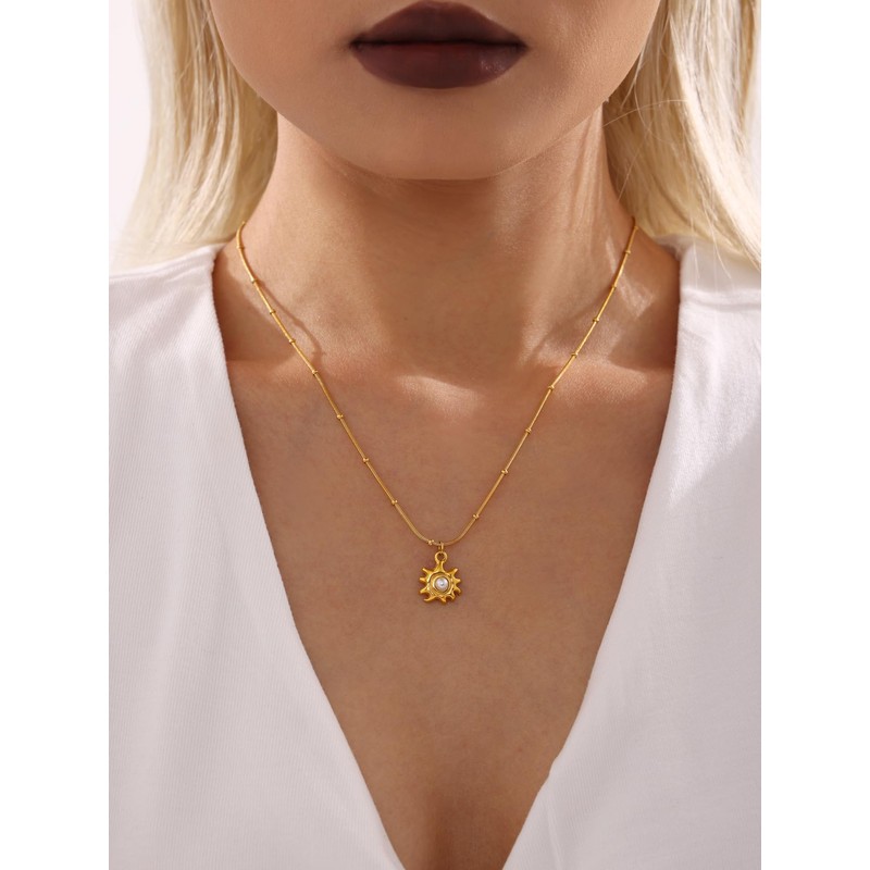 Dainty Gold Necklace for Women Dainty Tiny Crescent Sun Necklace