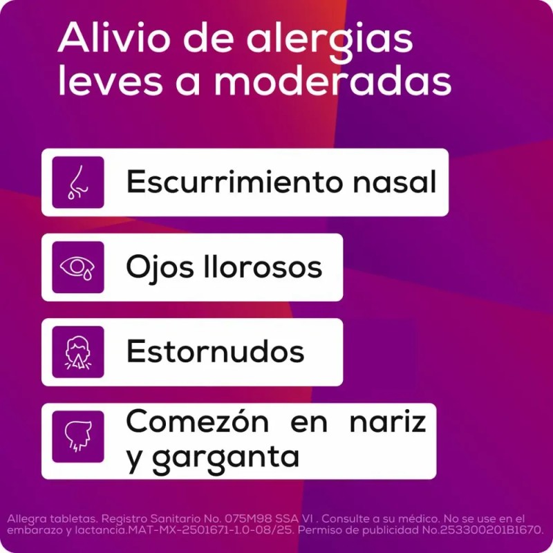 Allegra Antihistamínico para Alergias Leves a Moderadas 10 tabletas 120