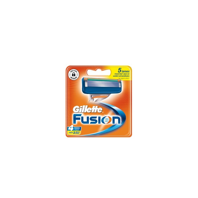 Gillette Fusion - Dermatologically-Tested Manual Razor Blades x 4.