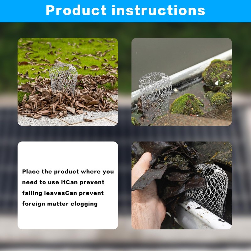 4 Pcs Aluminum Gutter Guards, 3.5" Metal Downpipe Leaf Guard
