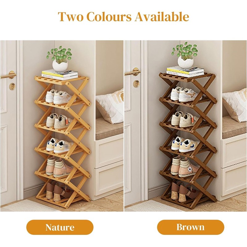 YYW Bamboo Shoe Rack for Entryway,Installation-Free and Foldable Vertical Shoe