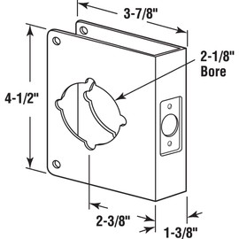 Prime-Line MP9553 Lock & Door Reinforcer, 2-1/8in x 2-3/8in x 1-3/4in, Stainless Steel, Recessed, Pack of 1