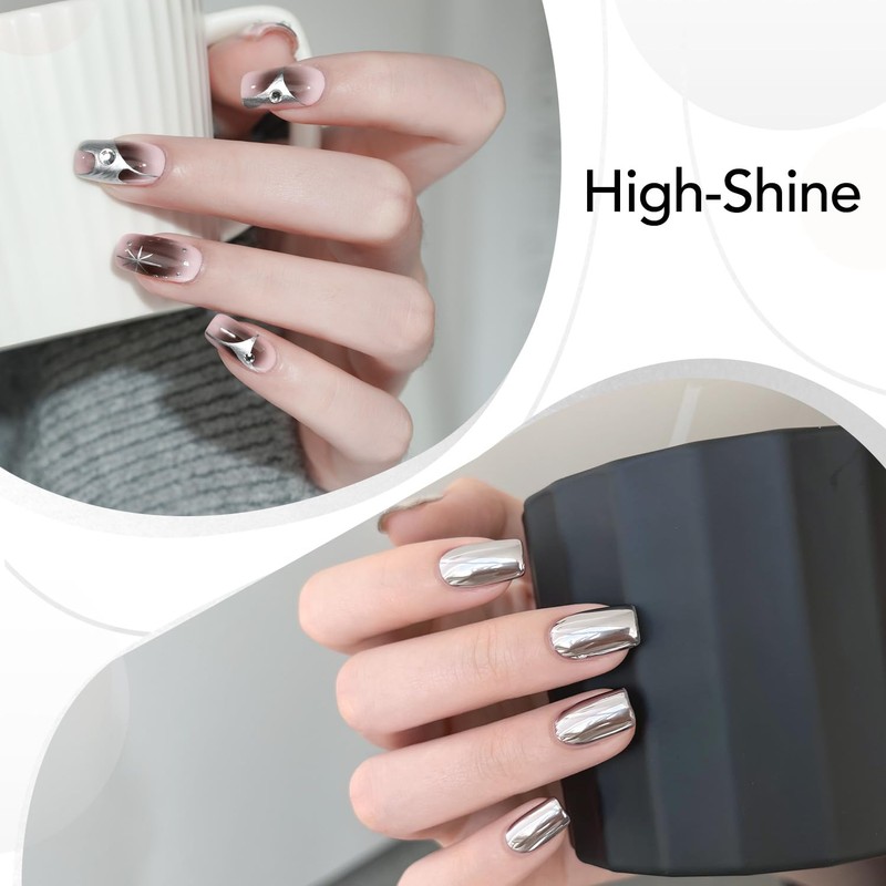 GAOY Metallic Silver Gel Nail Polish Art Liner, 8ml 3D