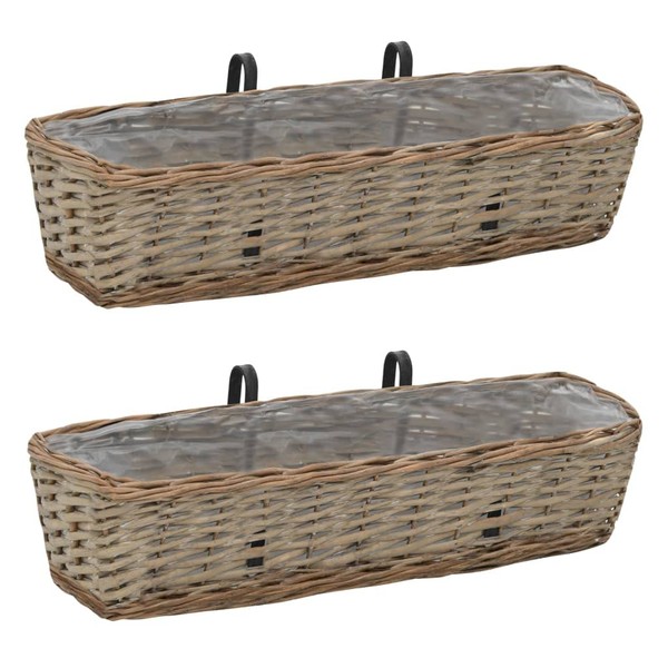 YLIEHS Balcony Planter Set, 2 pcs Wicker Outdoor with PE