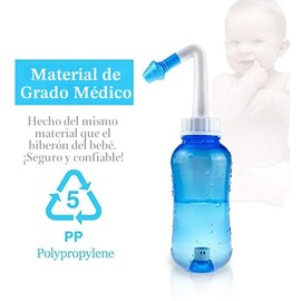 Waterpulse Rinocornio para Enjuague Sinusal, Botella de Lavado Nasal Rinocornio Limpiador de Enjuague a Presión Neti-Pot con Termómetro Adherible para
