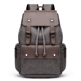 Vintage Canvas Backpack Casual Daypacks Travel Rucksack for Men Women Laptop Backpack College School Bag Outdoor Hiking Camping Grey