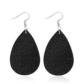 Azia Jewelry Teardrop Earrings for Women, Leather Earrings for Women, Tear Drop Earrings Jewelry, Faux Leather Print Earrings (Red, Black,Purple, Silver, Gold, Pink), Faux Leather, No Gemstone