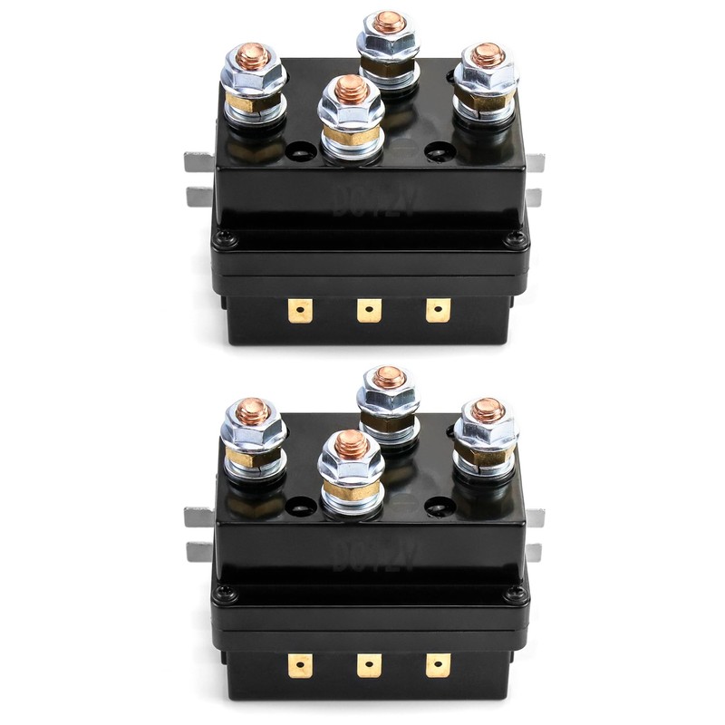 QWORK Solenoid Relay, 2 Pack 12V 500A Winch Relay Solenoid