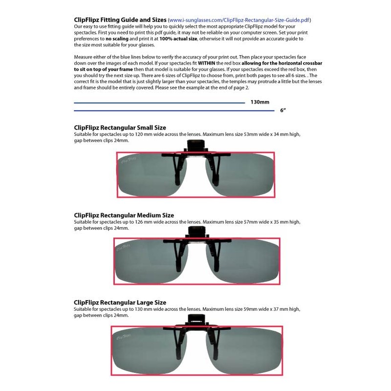 ClipFlipz Rectangular Polarised Medium/Brown Clip On Flip Up Sunglasses, M