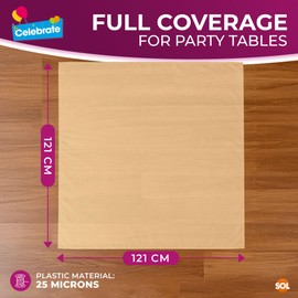 SOL 6pk Gold Square Table Cloths 121 x 121cm - Disposable Party Covers