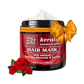 Dead Sea Collection Keratin Hair Mask - Repair, Strengthening and Hydrating Treatment for Damaged Hair - with Nourishing Dead Sea Minerals and Keratin - 16,9 Fl. Oz