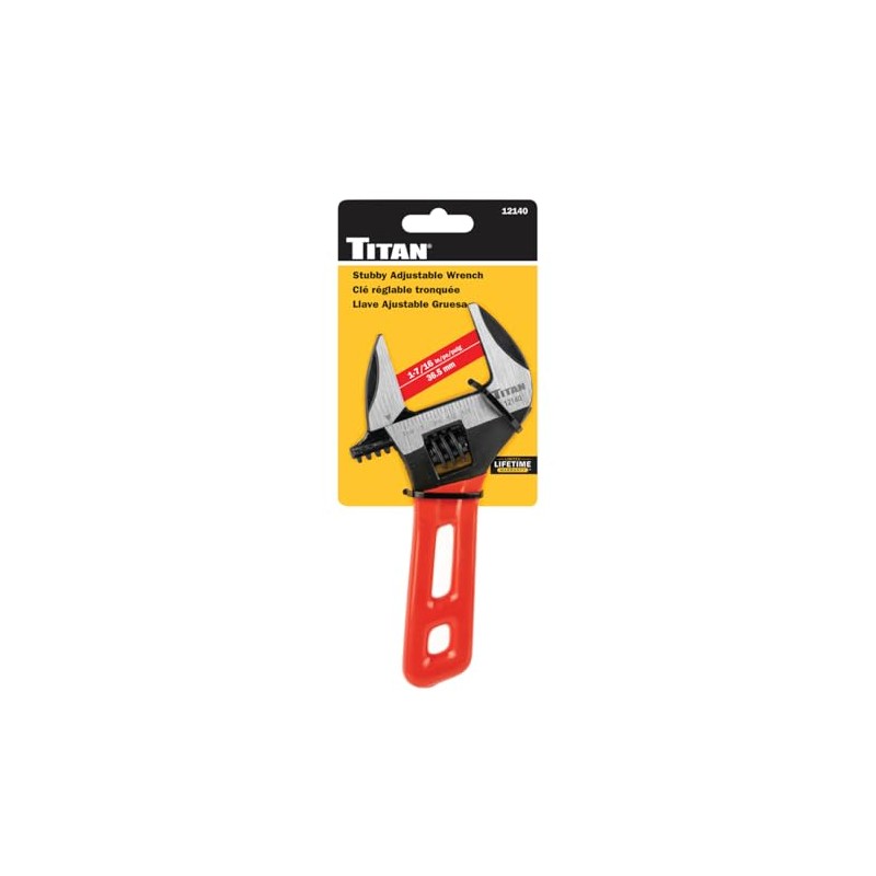 Titan 12140 Stubby Adjustable Wrench 1-7/16 In. Jaw Capacity