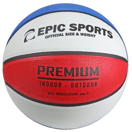 Epic Multi-Color Premium Rubber Recreational Red/White/Blue Basketball 5-27.5" (Junior)