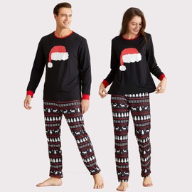 IFFEI Matching Family Pajamas Sets Christmas PJ's with Santa Hat Tee and Festival Style Pants Loungewear with Pocket 6-7 Years