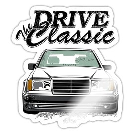 Spreadshirt Drive The Classic Vintage Car / Youngtimer Car Fan Gift Sticker, 10 x 10 cm, Glossy White