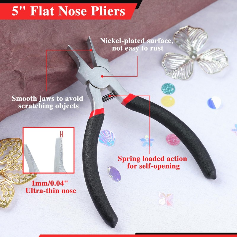 LEONTOOL Flat Pincers, Wide, Flat Pincers, No Jagging, Extra Thin,