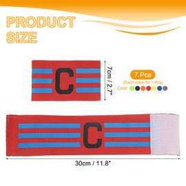 sourcing map Soccer Captain Armband, Nylon Captain Arm Bands for Soccer Elastic Captain C Arm Band Sports Captain Armbands for Football Team Grey/Orange/Black/Green/Blue/Red/Yellow, Pack of 7