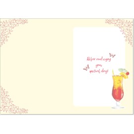 doodlecards Friend Female Birthday Card Floral Cocktail Large A4 Size with Plain Envelope