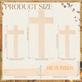 Blueweenly 6 Sets DIY Wooden Crosses He is Risen Cross Craft Kits Make Your Own Jesus for Easter Decor Cross Art Sign with Base Wooden Ornament for Church Christian First Communion Baptism