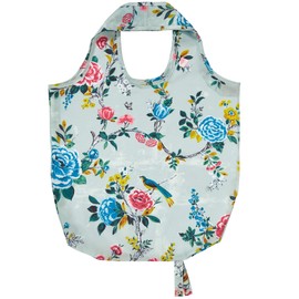 Ulster Weavers - Blue Floral & Birds Foldable Shopping Bag (42 x 46cm) - Botanical Shopping Bag - Eco-Friendly - Blue Tote Bag with Songbirds for Shopping - Reuseable Shopping Bag with Flowers & Birds